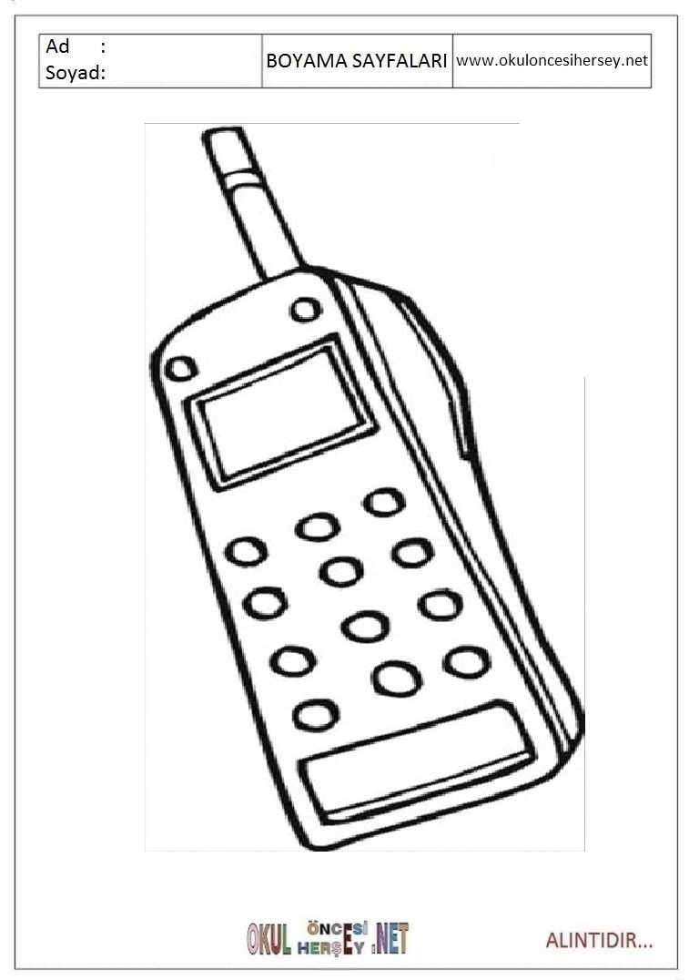 Çocuklar İçin Cep-Telefonu Boyama Sayfaları 